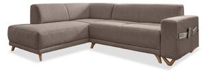 Brązowy rozkładany/ze schowkiem narożnik (lewostronny/w kształcie litery L) Classy Sophie – Miuform