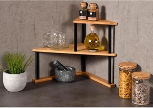 Narożnik kuchenny półka narożna bambus - 2 poziomy - 52 x 39 x 29,5 cm - Naturalny i czarny