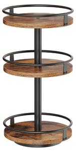 Obrotowy stojak na przyprawy Stojak kuchenny - 3 poziomy - 24,9 x 24,9 x 48 cm - Brązowy - Z metalową barierką - Na blat i stół