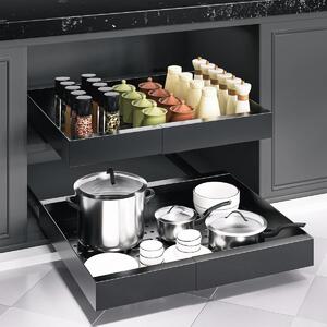 Organizer do szafki kuchennej - Wysuwana szuflada - 31-52 cm - Czarny - Stal węglowa, bez wiercenia