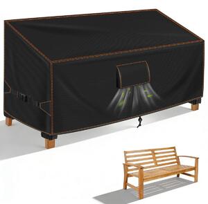 Pokrowiec ochronny na ławkę ogrodową 2-osobową - Wodoodporny - 133 x 70 x 63/86 cm - Czarny - Oxford 420D