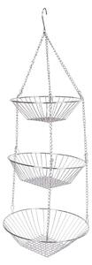 Wiszący organizer do kuchni - zestaw 3 koszyków - metal - srebrny - 8,0 x 25,0 x 25,0 cm - Do kuchni i łazienki