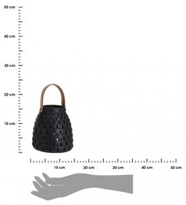Lampion ceramiczny ażurowy czarny 15 cm