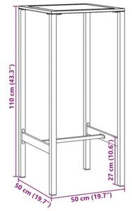 Stolik barowy, czarny, 50x50x110 cm, malowana proszkowo stal
