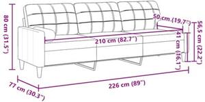 Sofa 3-osobowa z poduszkami, niebieska, 210 cm, aksamit
