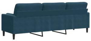 Sofa 3-osobowa z poduszkami, niebieska, 210 cm, aksamit