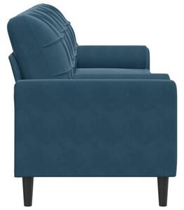Sofa 3-osobowa z poduszkami, niebieska, 210 cm, aksamit