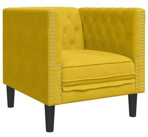 Fotel chesterfield, Å¼Ã³Åty, tapicerowany aksamitem