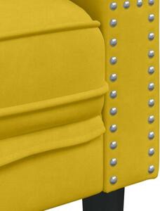 Sofa chesterfield z waÅkami, trzyosobowa, Å¼Ã³Åta, aksamit