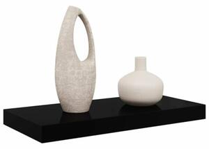 Półka ścienna, wysoki połysk, czarna, 50x23x3,8 cm, mdf