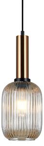 ANTIOLA lampa wisząca mosiądz klosz owalny szkło ryflowane amber 1xE27 PND-5588-1M-BRO+AMB