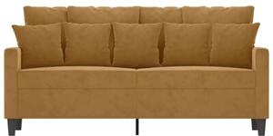 Sofa 2-osobowa, brÄ zowa, 140 cm, tapicerowana aksamitem
