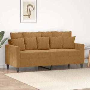 Sofa 2-osobowa, brÄ zowa, 140 cm, tapicerowana aksamitem
