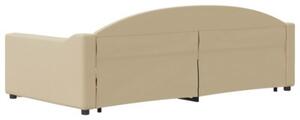 Sofa rozsuwana z szufladami, kremowa, 100x200 cm, tkanina