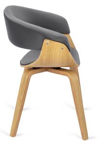 Loftowe krzesło tapicerowane szary + dąb złoty - Dogi