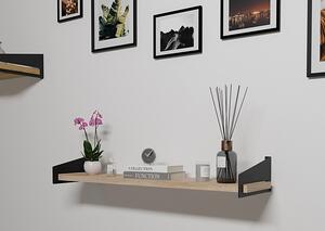 Wisząca półka nad biurko w stylu loft czarny + dąb sonoma - Thorir 4X
