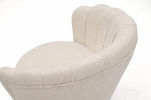 EMWOmeble Fotel muszelka Glamour ELIF biały bocule #1, złote nogi