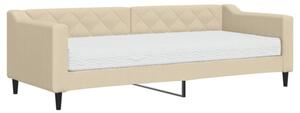 Sofa z materacem do spania, kremowa, 80x200 cm, tkanina