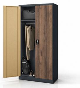 Szafa metalowa wielofunkcyjna antracytowa / orzech, 900x1850x450 mm: DAWID Eco Design