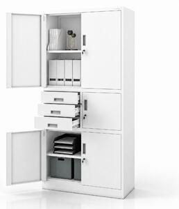 Biurowa szafa metalowa z sejfem biała, 900x1850x400 mm: FILIP II