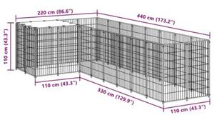 Kojec dla psa, czarny, 6,05 m², stalowy