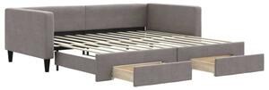 Sofa rozsuwana z szufladami, taupe, 100x200 cm, tkanina