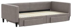 Sofa rozsuwana z szufladami, taupe, 100x200 cm, tkanina
