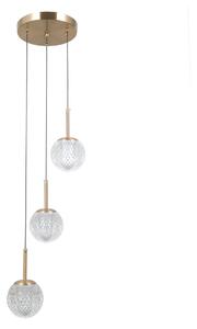 PADRI złota lampa wisząca klosze akrylowe ze szlifem 3xG9 PND-40827-3-HBR-CL