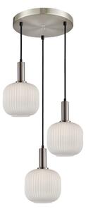 PENZI lampa wisząca satynowa 3xE27 klosze pękate białe ryflowane PND-31981-3S-SC-WH
