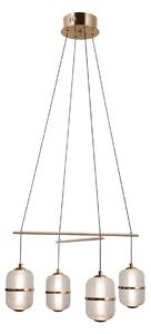 ALANI złota lampa wisząca klosze szkło siatkowane LED 4x6W 3000K PND-34375-4-HBR