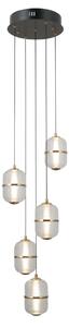 ALANI czarno-złota lampa wisząca klosze szkło siatkowane LED 5x6W 3000K PND-34375-5-BK