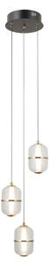ALANI czarno-złota lampa wisząca klosze szkło siatkowane LED 3x5W 3000K PND-34375-3-B
