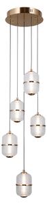 ALANI złota lampa wisząca klosze szkło siatkowane LED 5x6W 3000K PND-34375-5-HBR