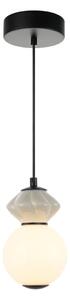 BALOS lampa wisząca biały okrągły klosz ceramika jasnoszara LED 5W 3000K wykończenie czarne PND-94921-1A-BK