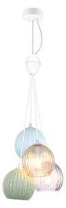 CASES lampa wisząca kolorowe klosze szklane i ceramiczne w kiści 4xE14 wykończenie białe PND-94794-4B-MLTI