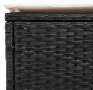 Leżak ze stolikiem i poduszką, czarny, polirattan