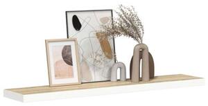 Półka ścienna, dębowo-biała, 120 x 23,5 x 3,8 cm, mdf