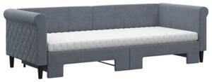 Sofa rozsuwana z materacami, ciemnoszara, 80x200 cm, aksamit
