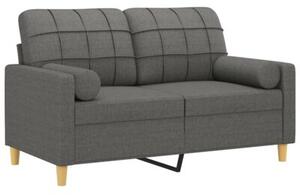 Sofa 2-osobowa z poduszkami, ciemnoszara, 120 cm, tkanina