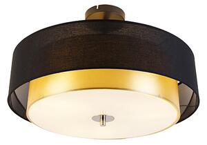 Nowoczesna lampa sufitowa czarna ze złotem 50 cm 3-światła - Drum Duo Oswietlenie wewnetrzne