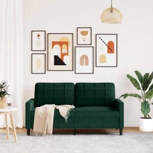 Sofa 2-osobowa, ciemnozielona, 140 cm, tapicerowana aksamitem