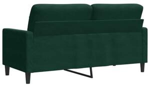 Sofa 2-osobowa, ciemnozielona, 140 cm, tapicerowana aksamitem