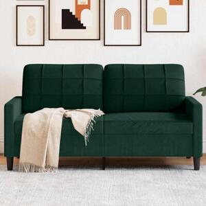 Sofa 2-osobowa, ciemnozielona, 140 cm, tapicerowana aksamitem