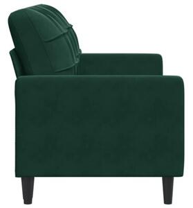 Sofa 2-osobowa, ciemnozielona, 140 cm, tapicerowana aksamitem