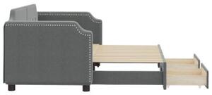 Sofa rozsuwana z szufladami, ciemnoszara, 80x200 cm, tkanina