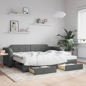 Sofa rozsuwana z szufladami, ciemnoszara, 80x200 cm, tkanina