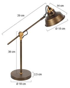Mexlite Lampa stołowa Nove, brązowa, metalowa, E27 Nove, brązowy / mosiężny, biuro, metal, industrialny