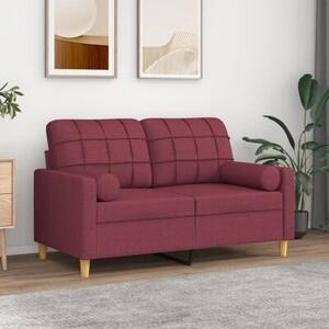 Sofa 2-osobowa z poduszkami, winna czerwieÅ, 120 cm, tkanina