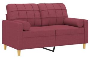 Sofa 2-osobowa z poduszkami, winna czerwieÅ, 120 cm, tkanina