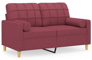 Sofa 2-osobowa z poduszkami, winna czerwieÅ, 120 cm, tkanina
